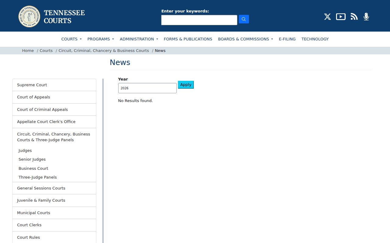 Tennessee trial court news used for current Hancock County calendar context