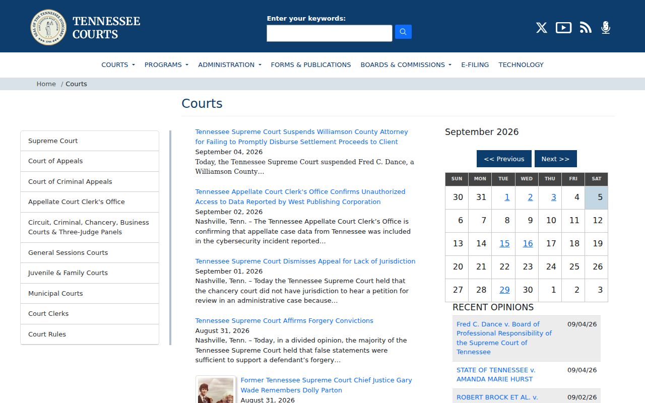 Tennessee courts overview