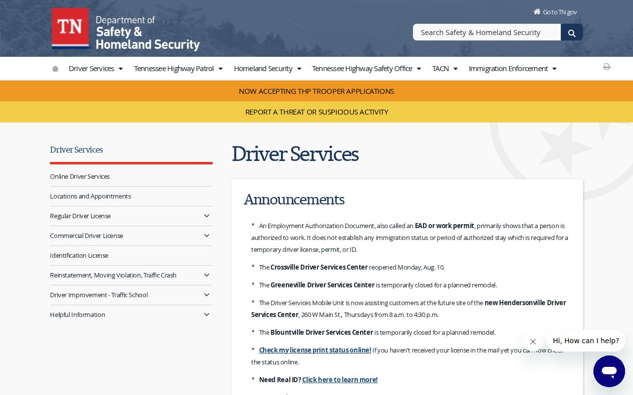 Hancock County traffic tickets Driver Services