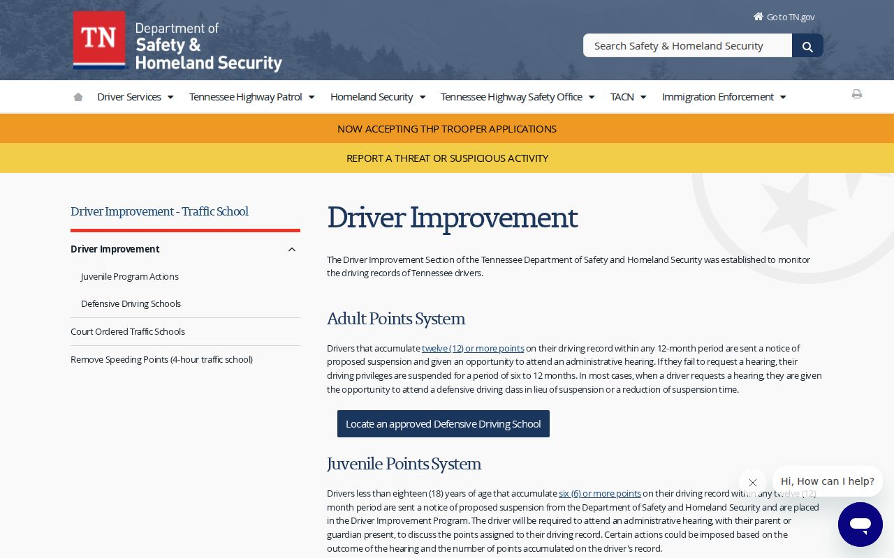 Hancock County traffic tickets driver improvement